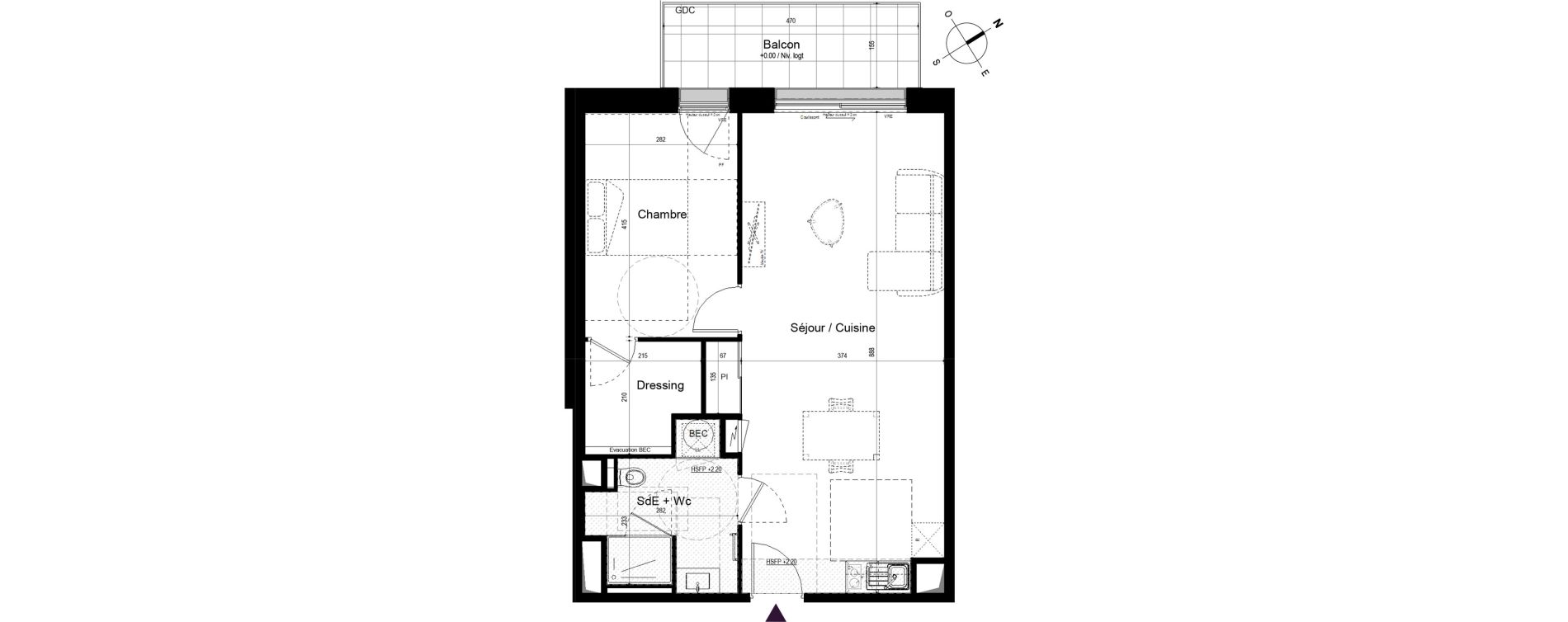 Appartement T2 de 56,18 m2 &agrave; Pl&eacute;neuf-Val-Andr&eacute; Centre