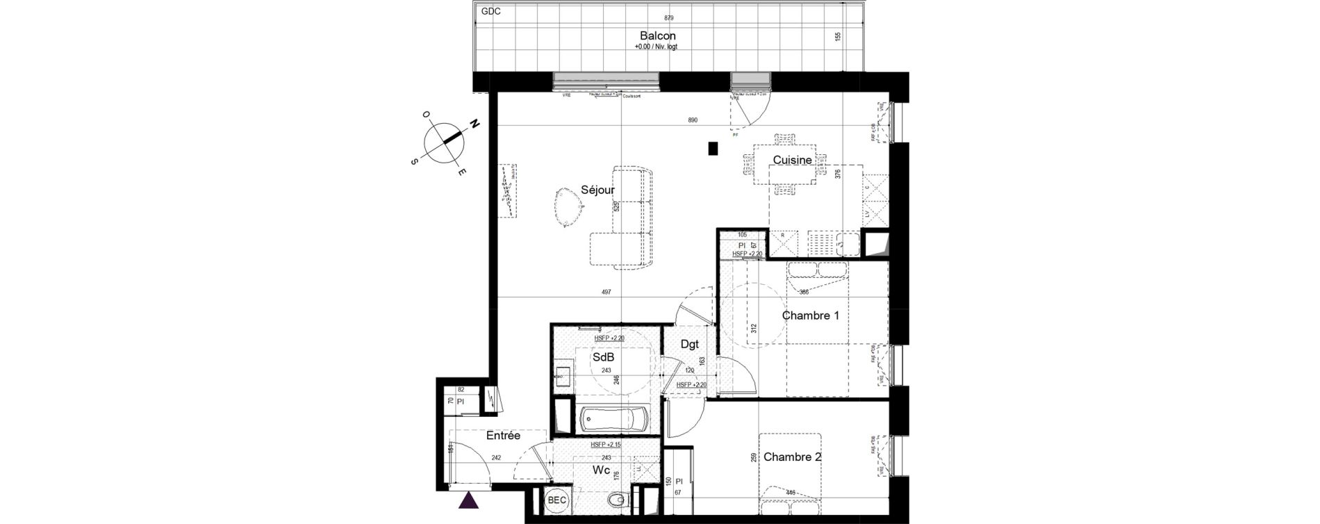 Appartement T3 de 83,87 m2 &agrave; Pl&eacute;neuf-Val-Andr&eacute; Centre