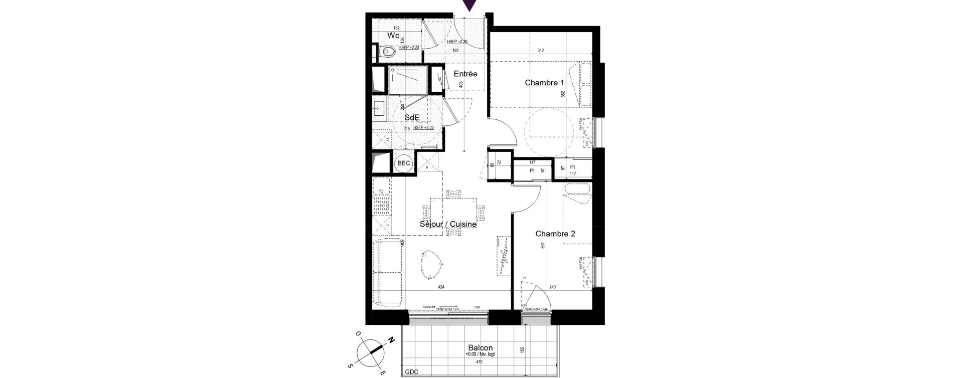 Appartement T3 de 55,32 m2 &agrave; Pl&eacute;neuf-Val-Andr&eacute; Centre