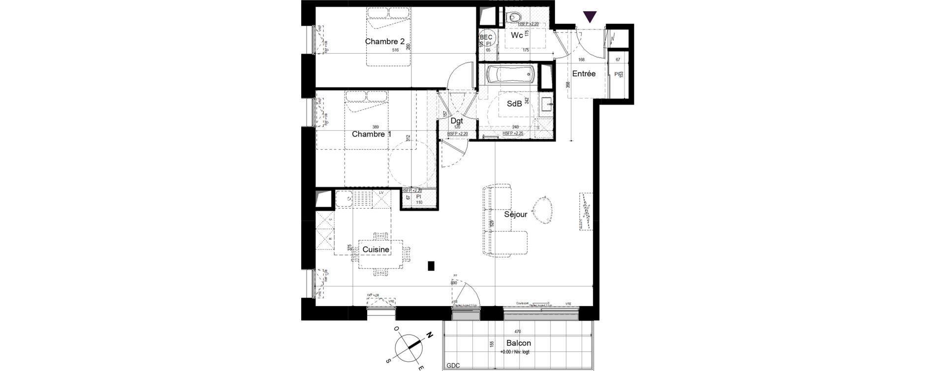 Appartement T3 de 83,30 m2 &agrave; Pl&eacute;neuf-Val-Andr&eacute; Centre