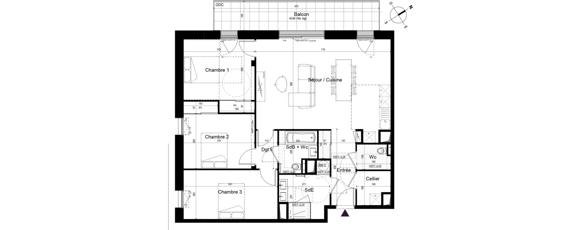 Appartement T4 de 98,65 m2 &agrave; Pl&eacute;neuf-Val-Andr&eacute; Centre