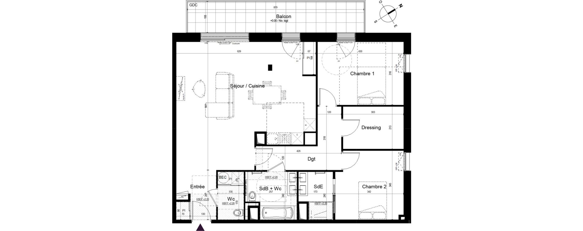 Appartement T3 de 95,67 m2 &agrave; Pl&eacute;neuf-Val-Andr&eacute; Centre