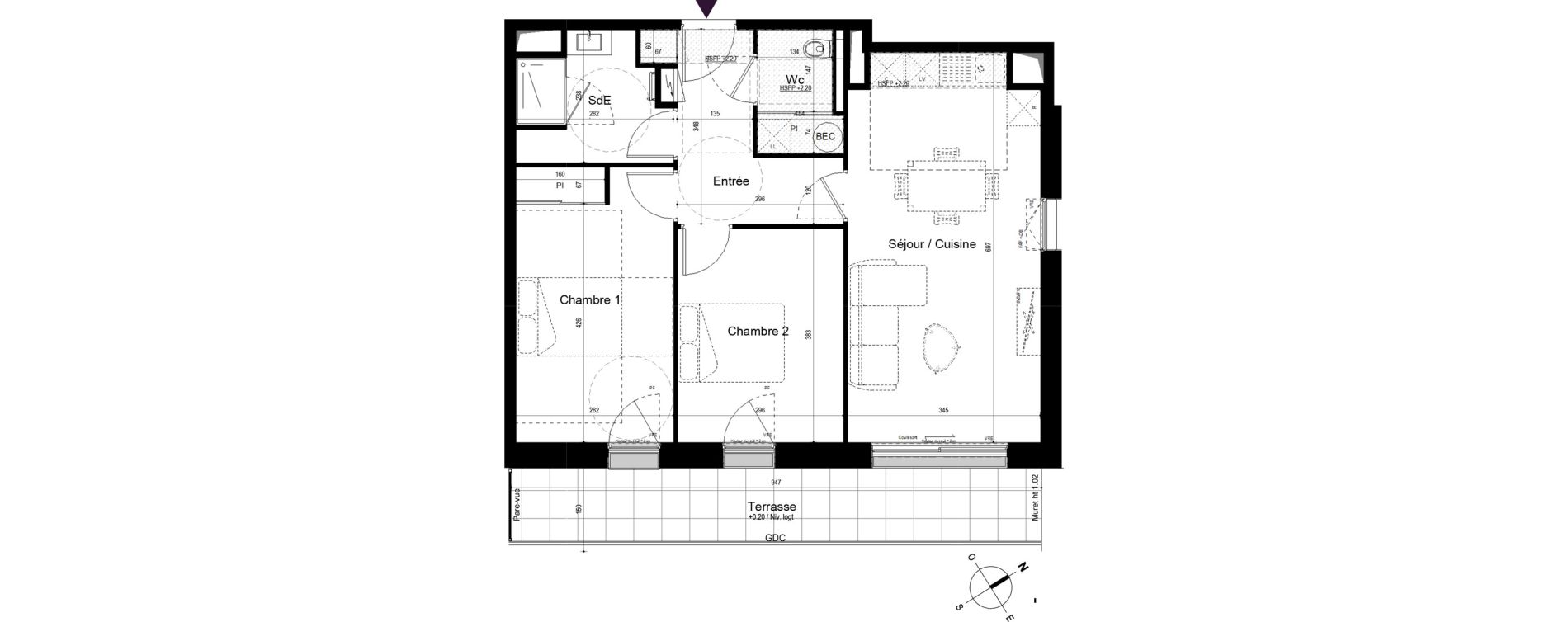 Appartement T3 de 64,50 m2 &agrave; Pl&eacute;neuf-Val-Andr&eacute; Centre
