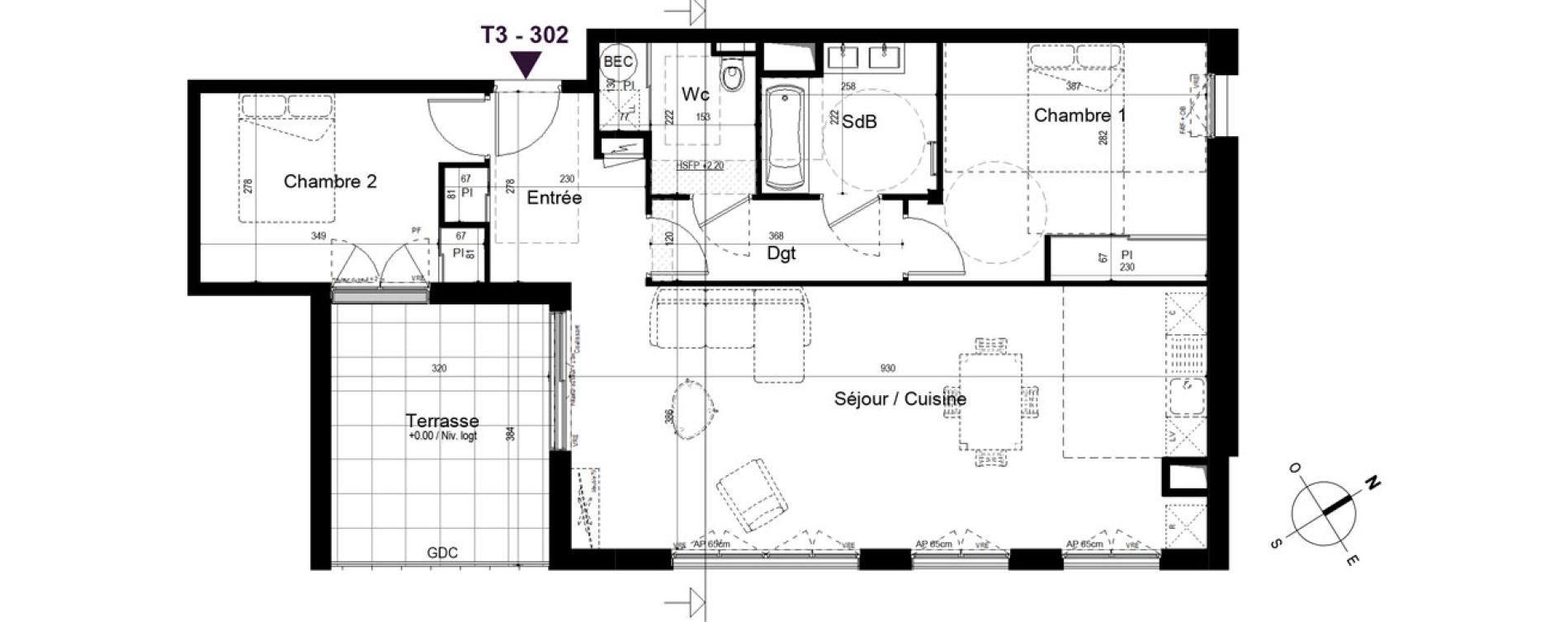 Appartement T3 de 80,83 m2 &agrave; Pl&eacute;neuf-Val-Andr&eacute; Centre