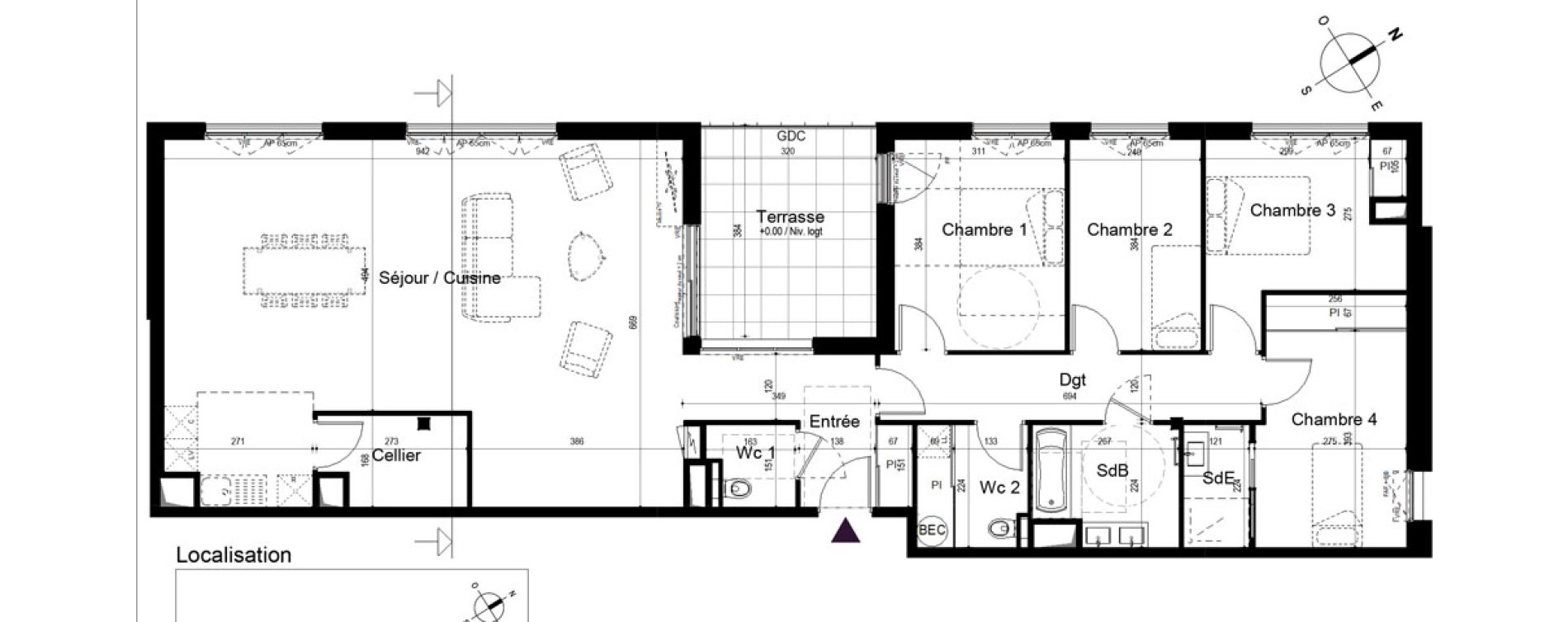 Appartement T5 de 136,68 m2 &agrave; Pl&eacute;neuf-Val-Andr&eacute; Centre