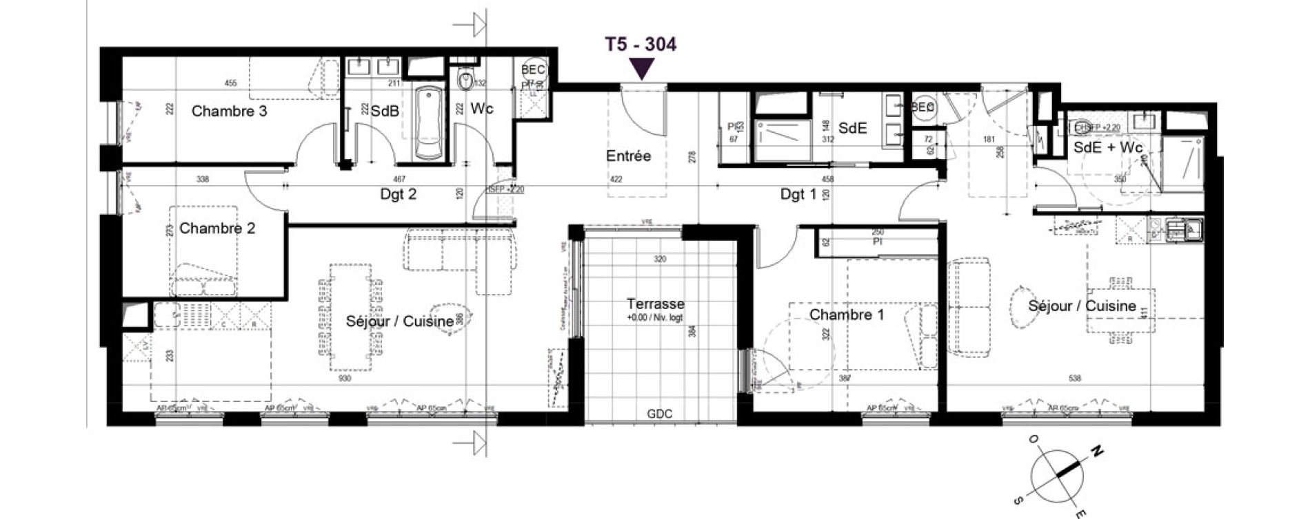 Appartement T5 de 134,15 m2 &agrave; Pl&eacute;neuf-Val-Andr&eacute; Centre