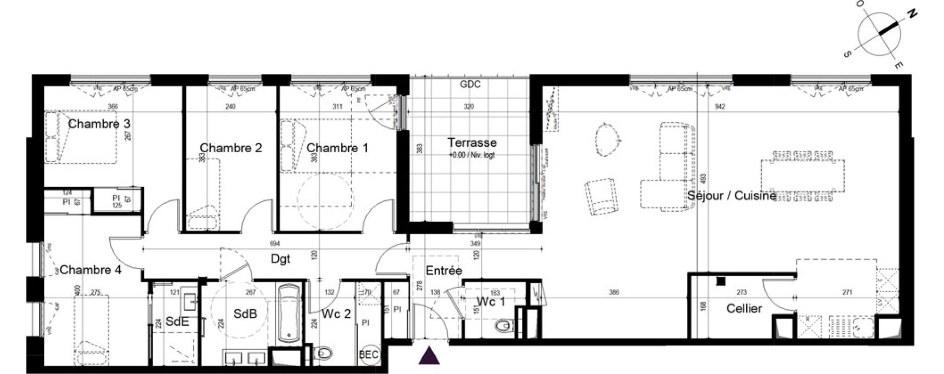 Appartement T5 de 136,84 m2 &agrave; Pl&eacute;neuf-Val-Andr&eacute; Centre