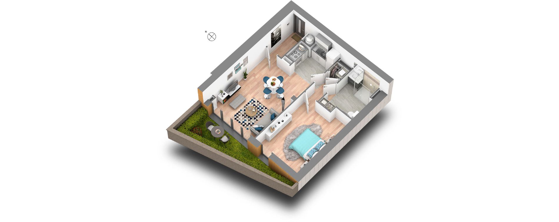 Appartement T2 de 50,50 m2 &agrave; Pl&eacute;neuf-Val-Andr&eacute; Le golf