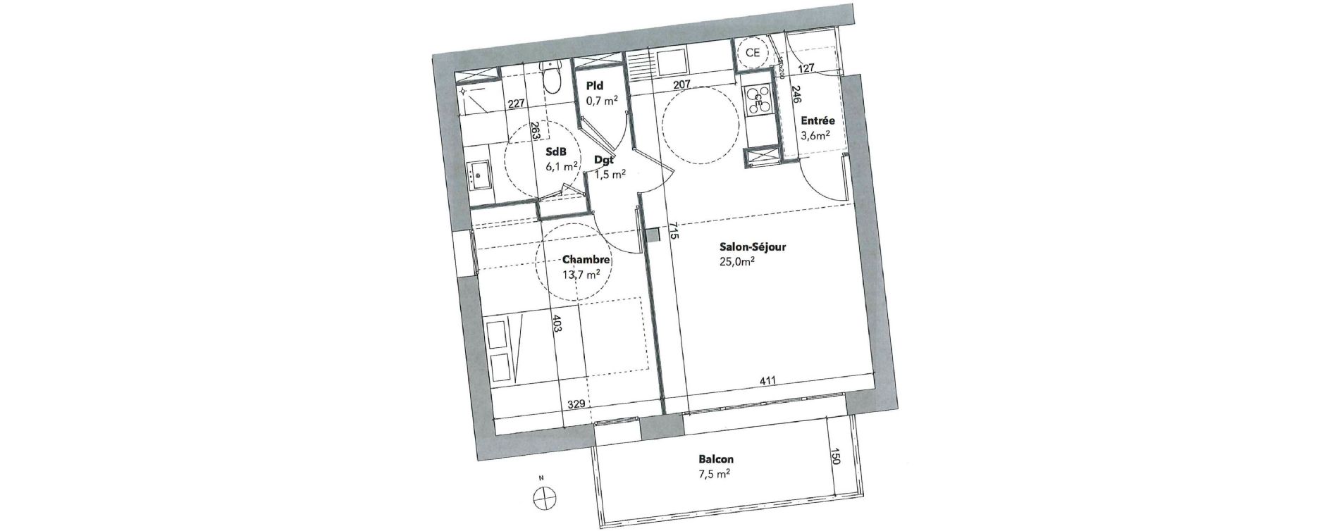 Appartement T2 de 50,50 m2 &agrave; Pl&eacute;neuf-Val-Andr&eacute; Le golf