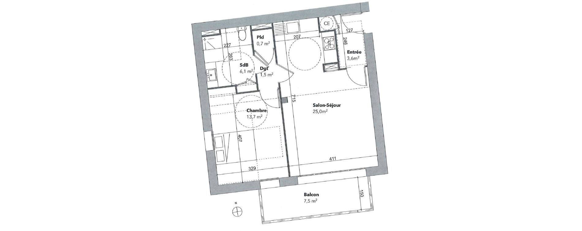 Appartement T2 de 50,50 m2 &agrave; Pl&eacute;neuf-Val-Andr&eacute; Le golf
