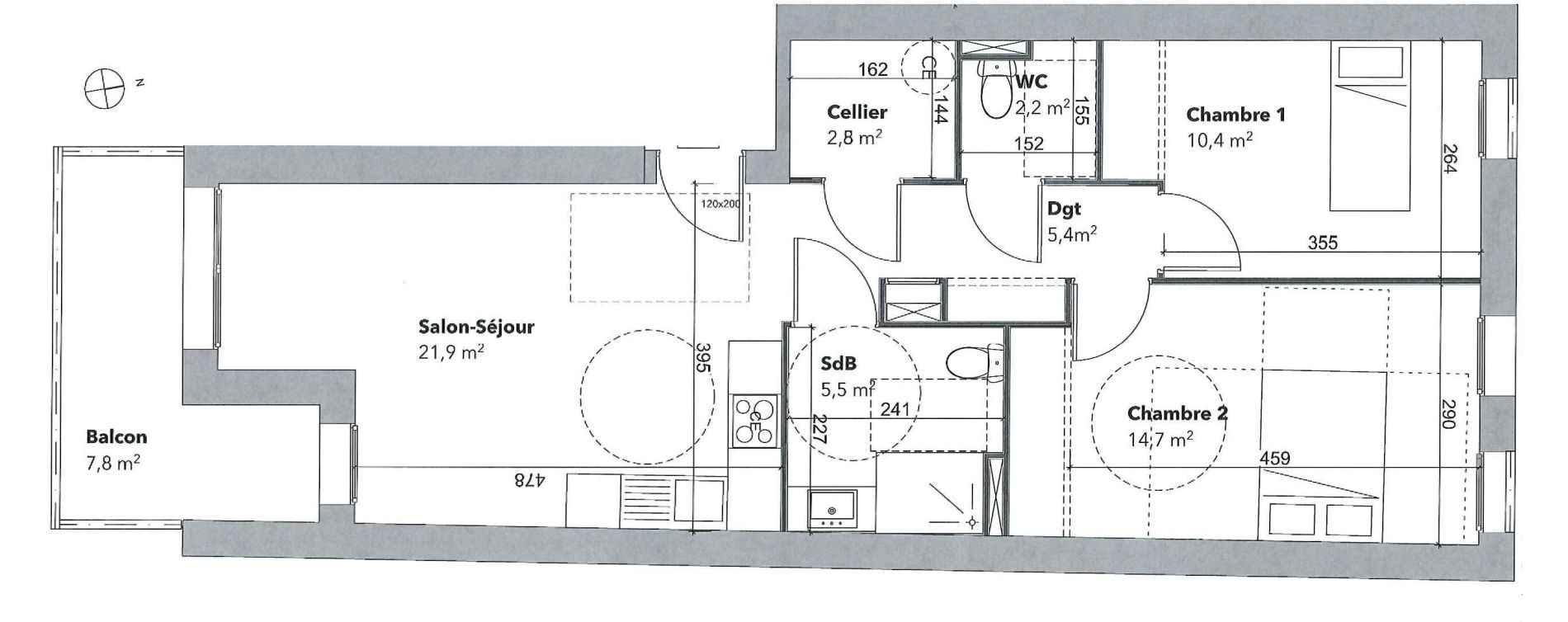 Appartement T3 de 62,50 m2 &agrave; Pl&eacute;neuf-Val-Andr&eacute; Le golf