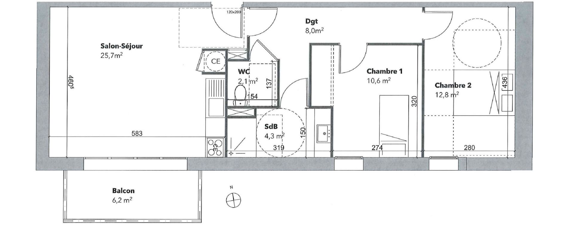 Appartement T3 de 63,50 m2 &agrave; Pl&eacute;neuf-Val-Andr&eacute; Le golf