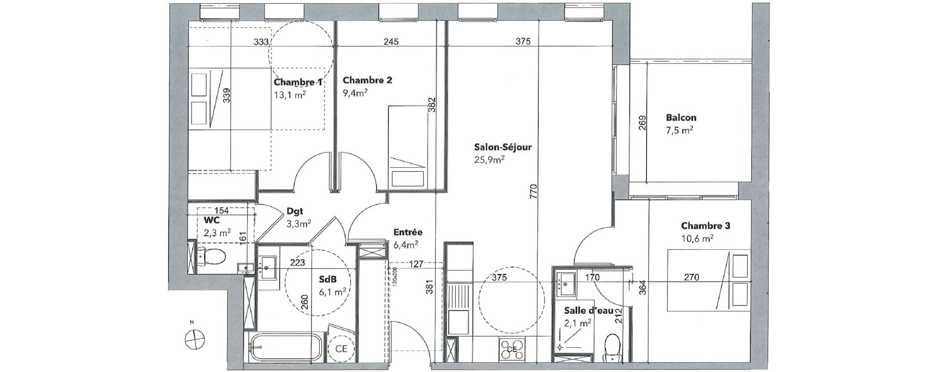 Appartement T4 de 79,20 m2 &agrave; Pl&eacute;neuf-Val-Andr&eacute; Le golf