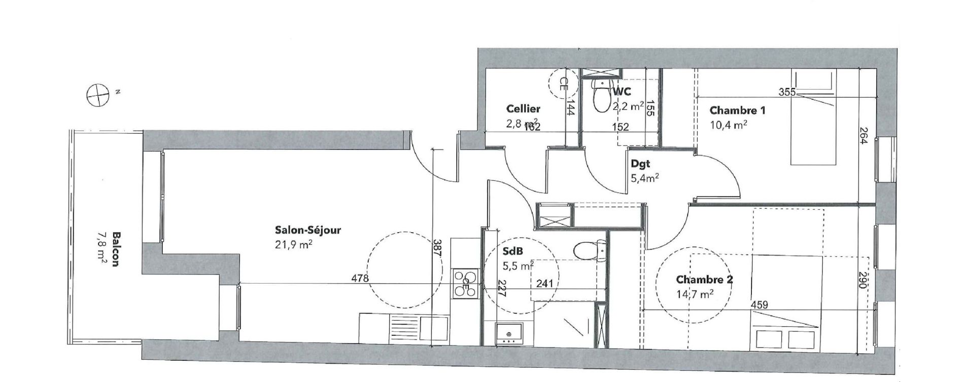 Appartement T3 de 62,50 m2 &agrave; Pl&eacute;neuf-Val-Andr&eacute; Le golf