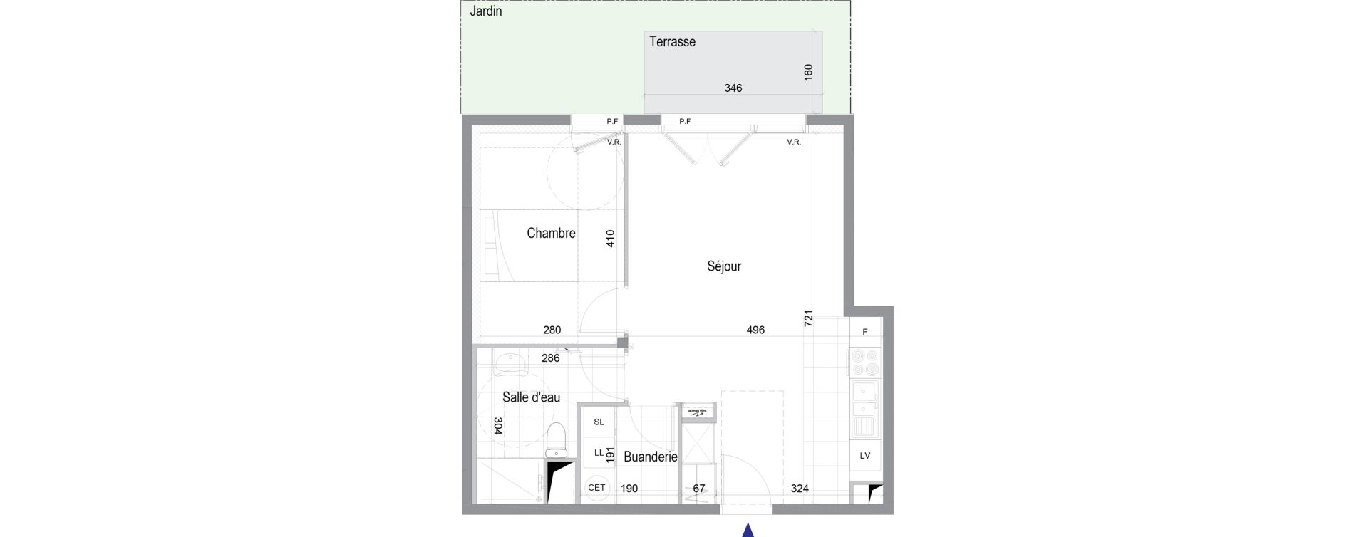 Appartement T2 de 51,80 m2 &agrave; Pl&eacute;neuf-Val-Andr&eacute; Centre