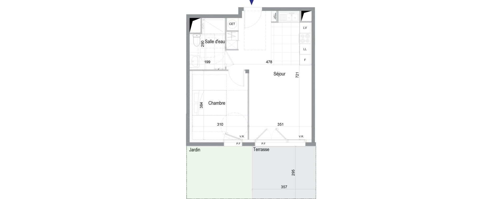 Appartement T2 de 45,20 m2 &agrave; Pl&eacute;neuf-Val-Andr&eacute; Centre