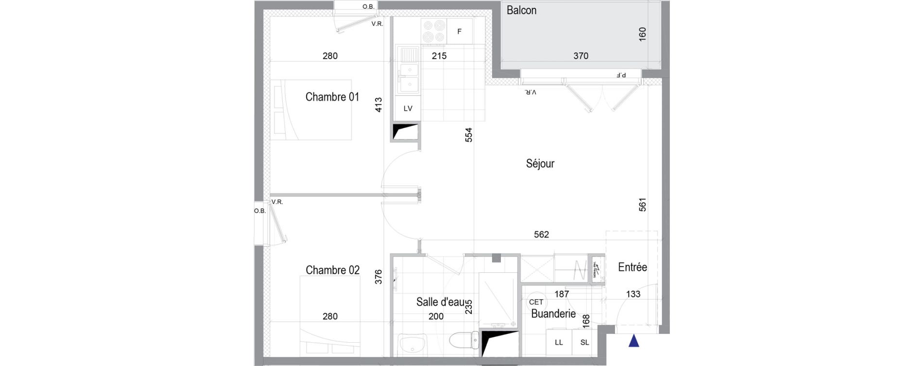 Appartement T3 de 62,50 m2 &agrave; Pl&eacute;neuf-Val-Andr&eacute; Centre