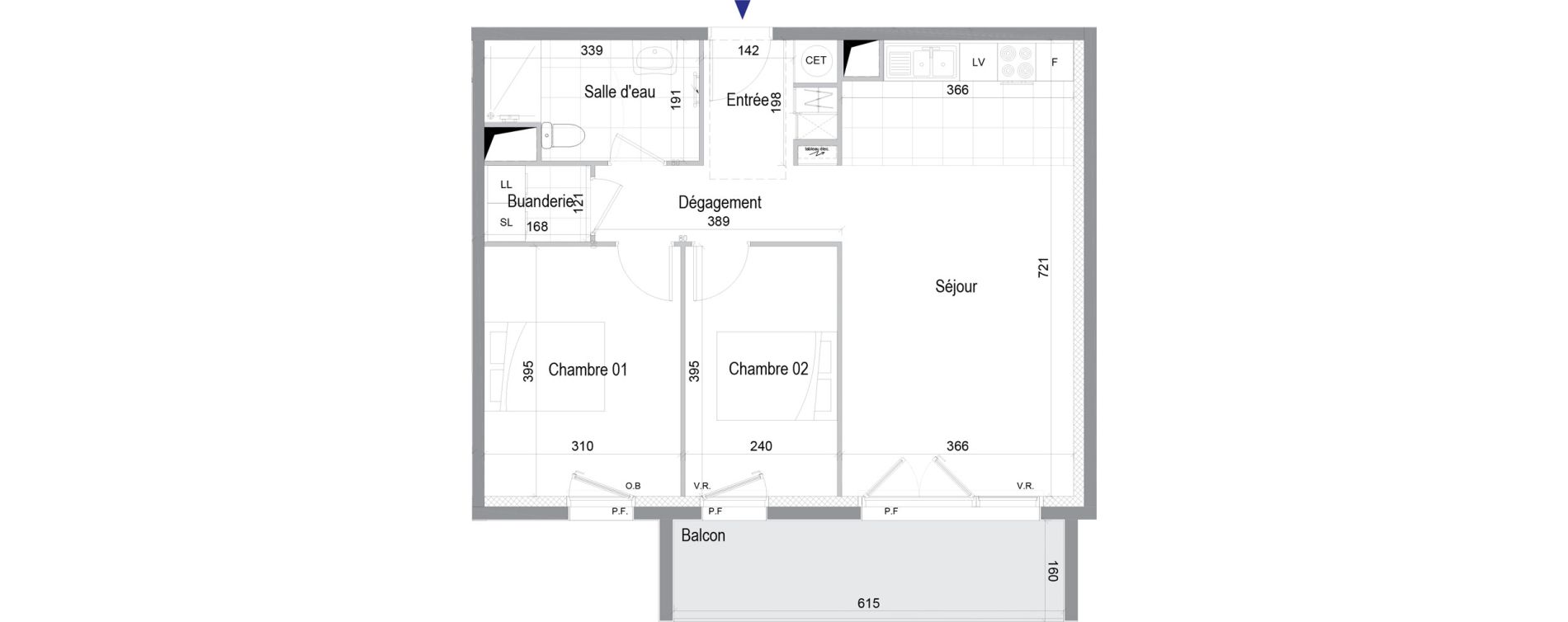 Appartement T3 de 64,10 m2 &agrave; Pl&eacute;neuf-Val-Andr&eacute; Centre