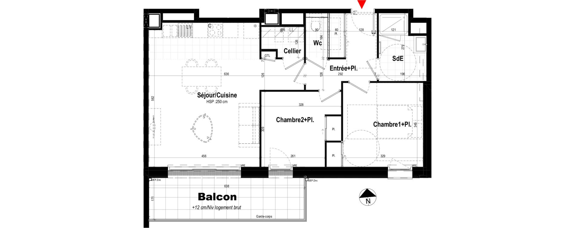 Appartement T3 de 65,51 m2 &agrave; Pl&eacute;rin Centre ville