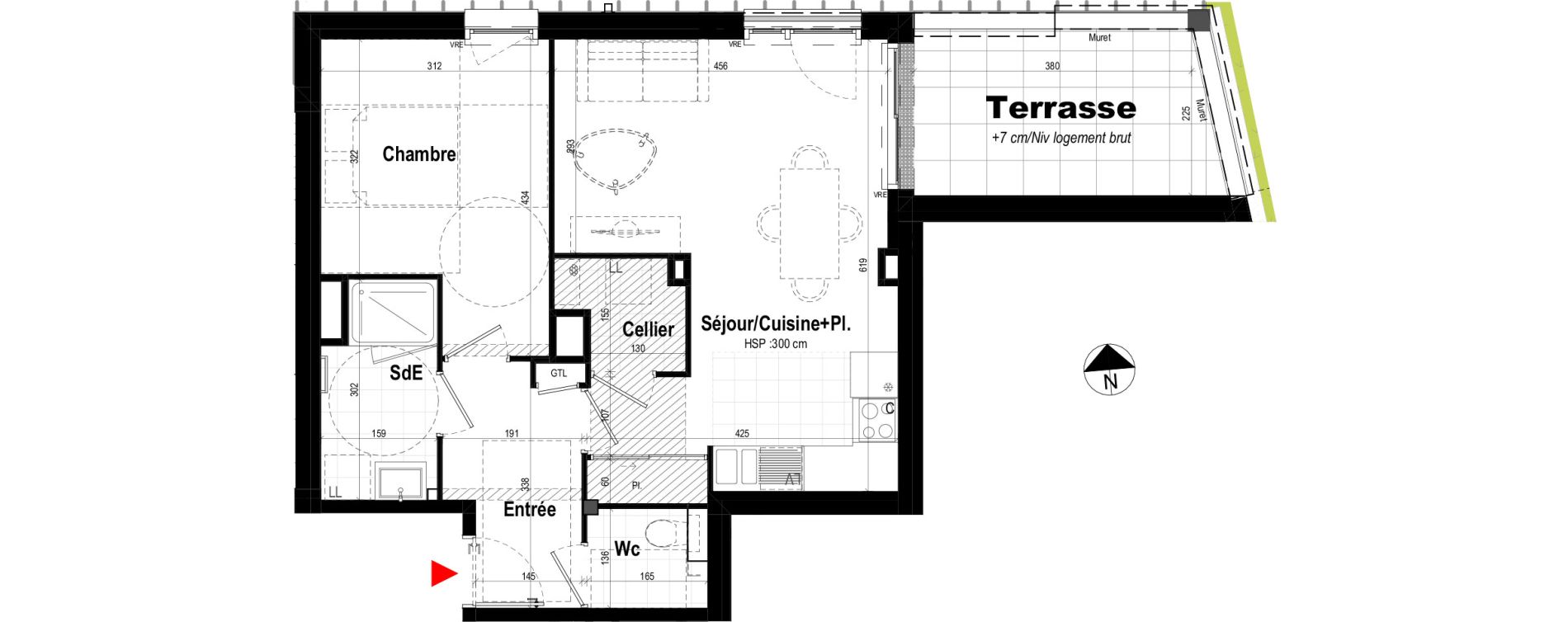 Appartement T2 de 50,87 m2 &agrave; Pl&eacute;rin Centre ville