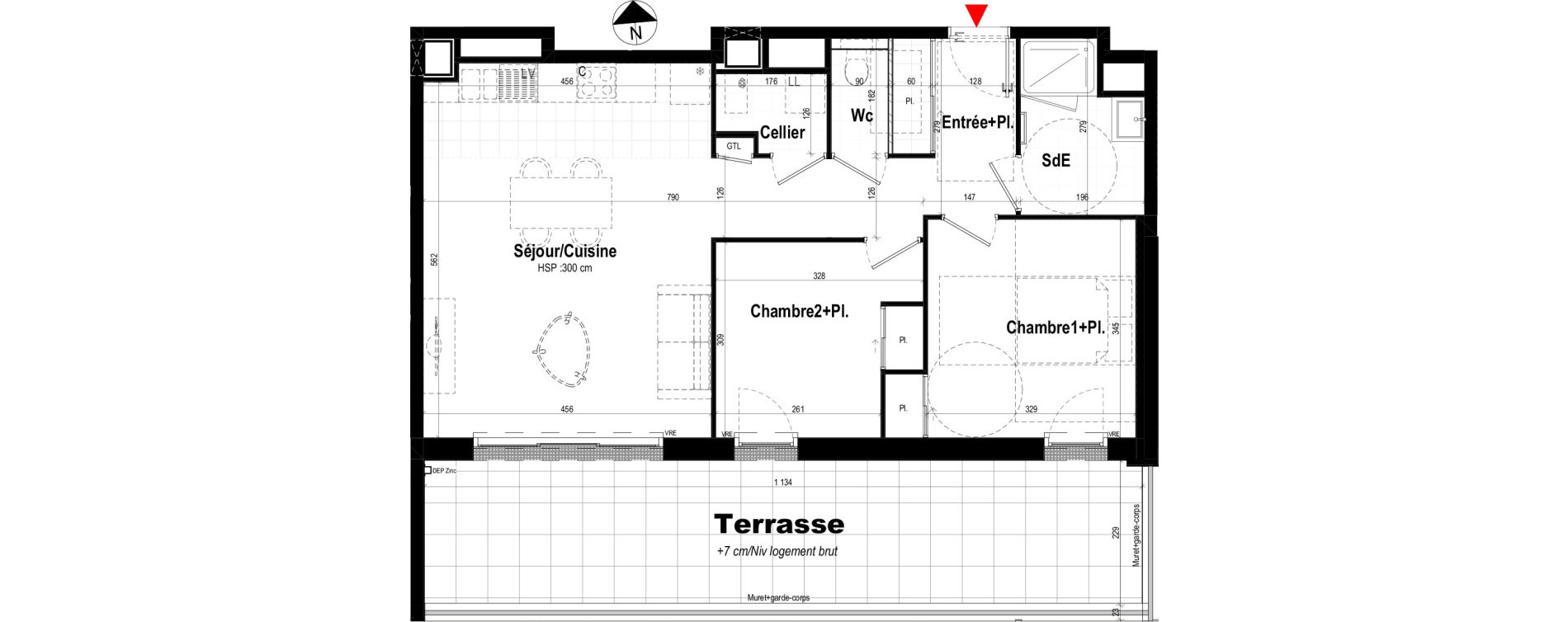 Appartement T3 de 65,51 m2 &agrave; Pl&eacute;rin Centre ville