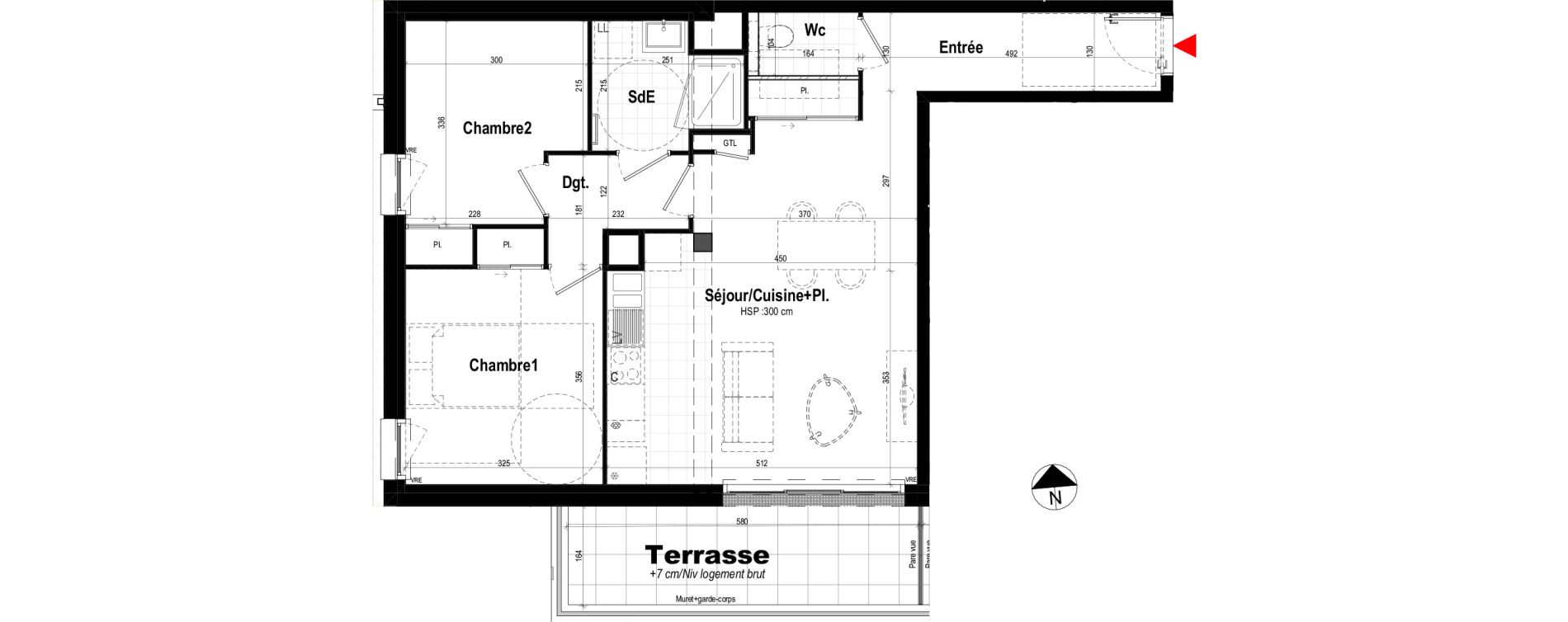 Appartement T3 de 66,78 m2 &agrave; Pl&eacute;rin Centre ville
