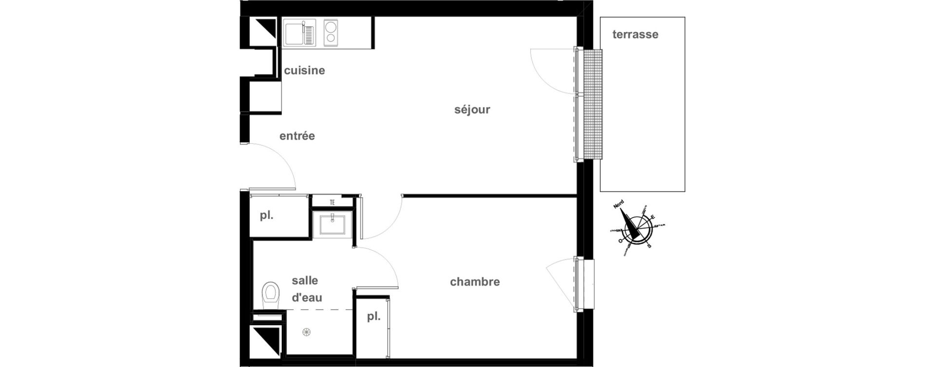 Appartement T2 de 42,03 m2 &agrave; Pl&eacute;rin Centre ville