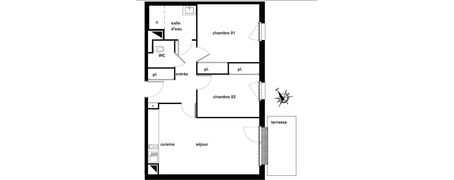 Appartement T3 de 62,19 m2 &agrave; Pl&eacute;rin Centre ville