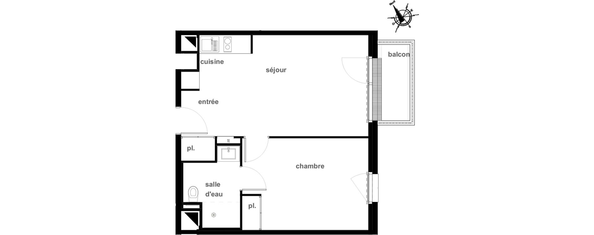 Appartement T2 de 42,03 m2 &agrave; Pl&eacute;rin Centre ville