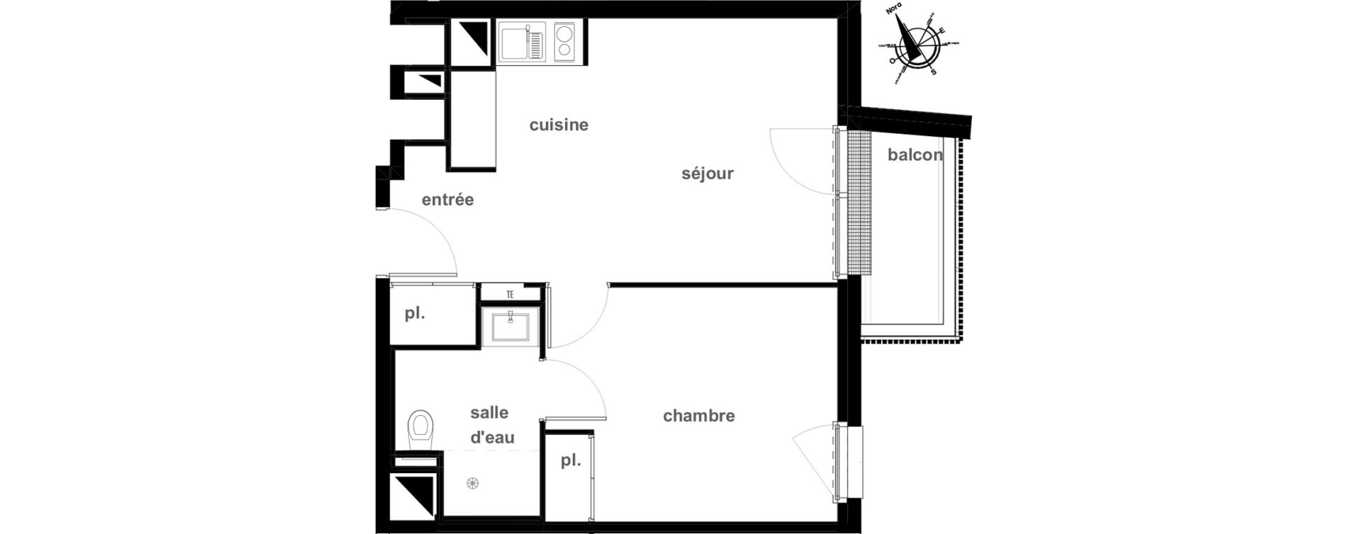 Appartement T2 de 38,58 m2 &agrave; Pl&eacute;rin Centre ville