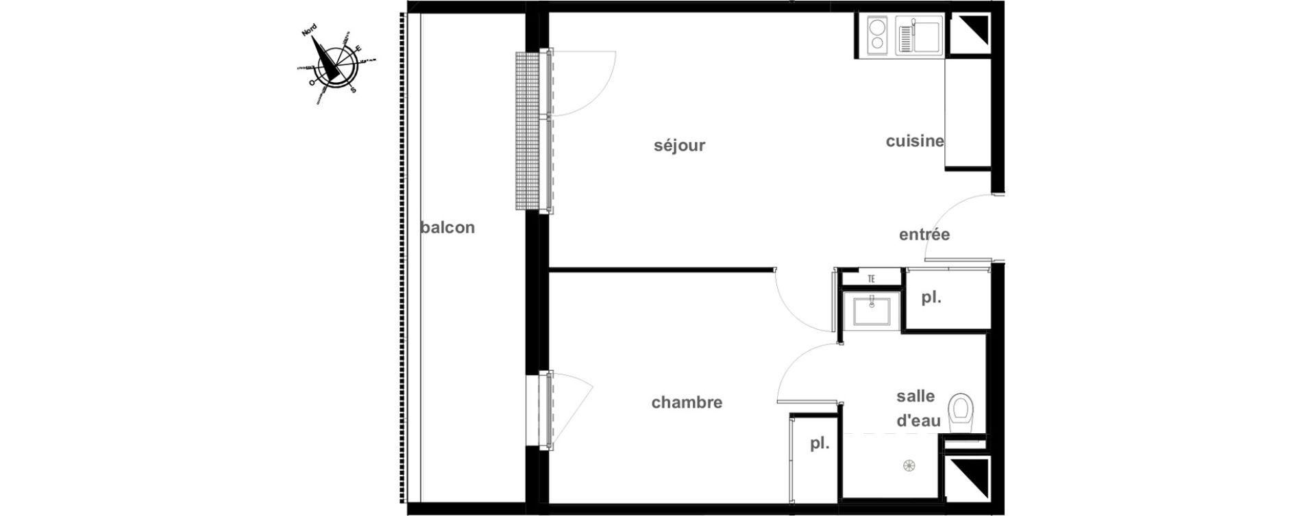 Appartement T2 de 39,73 m2 &agrave; Pl&eacute;rin Centre ville