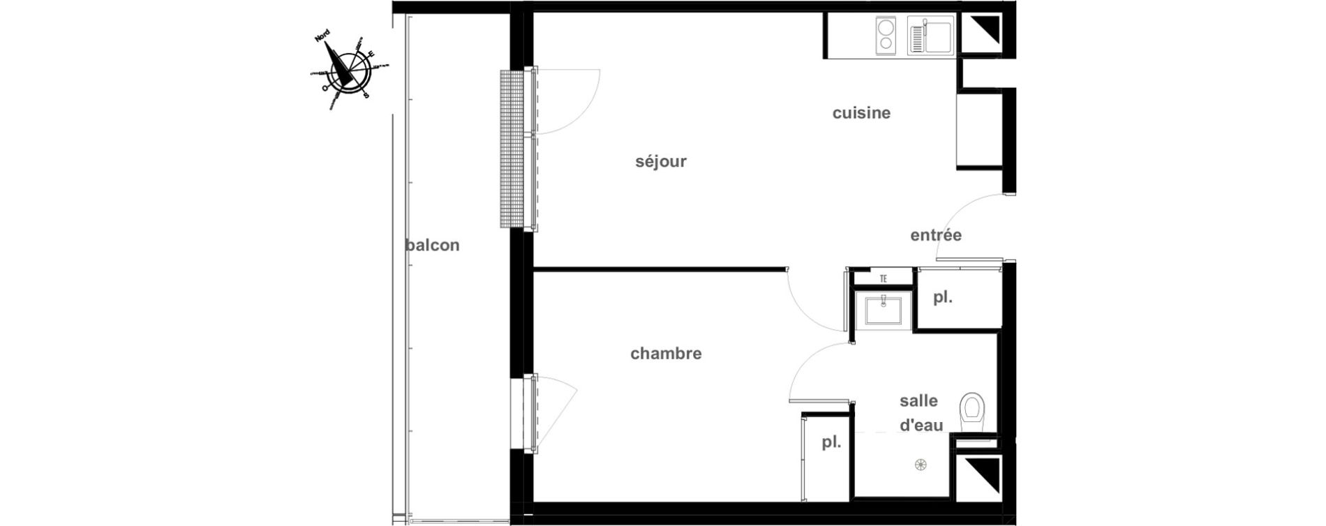Appartement T2 de 42,12 m2 &agrave; Pl&eacute;rin Centre ville