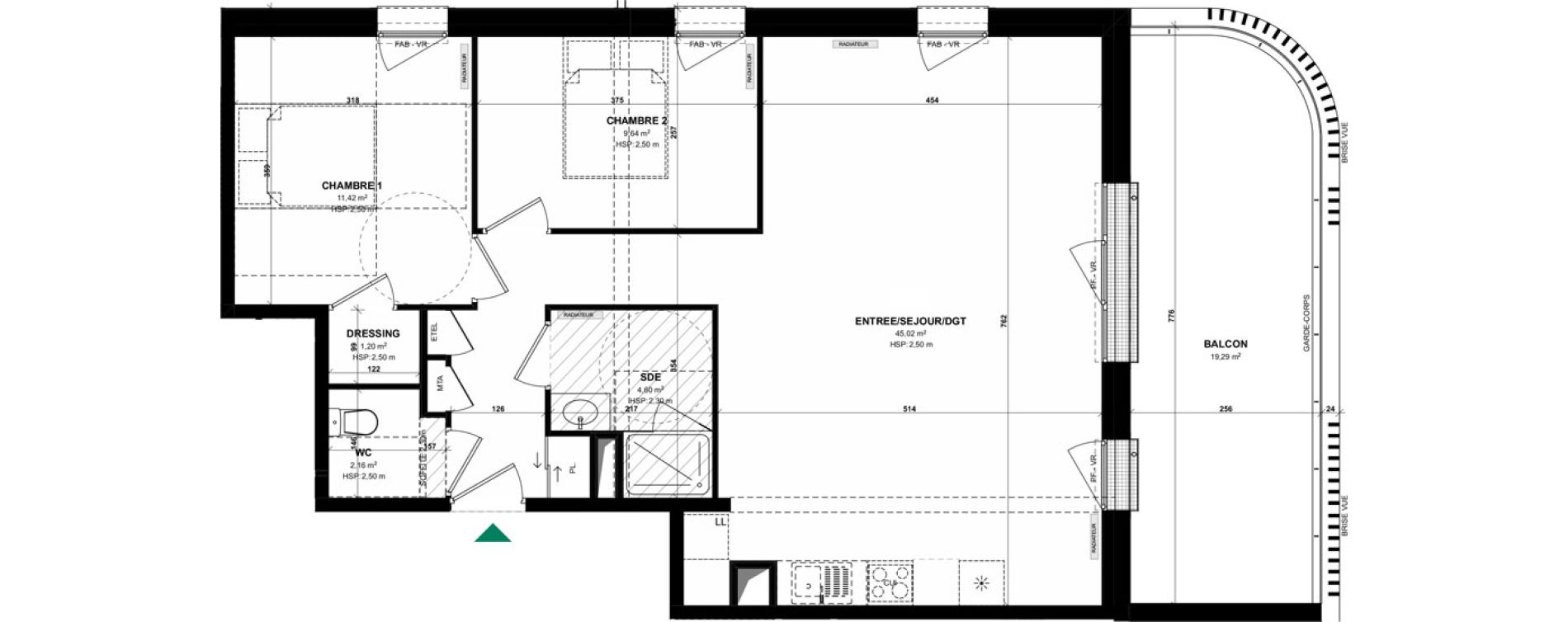 Appartement T3 de 74,04 m2 &agrave; Pordic C&ocirc;t&eacute; bleu