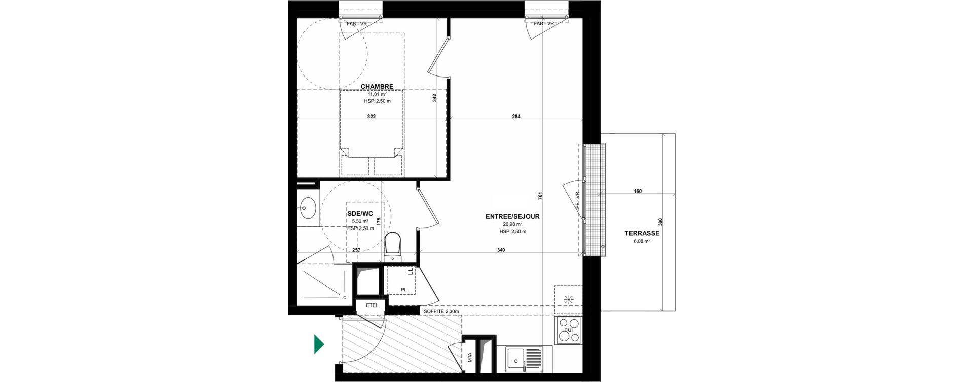 Appartement T2 de 43,51 m2 &agrave; Pordic C&ocirc;t&eacute; bleu