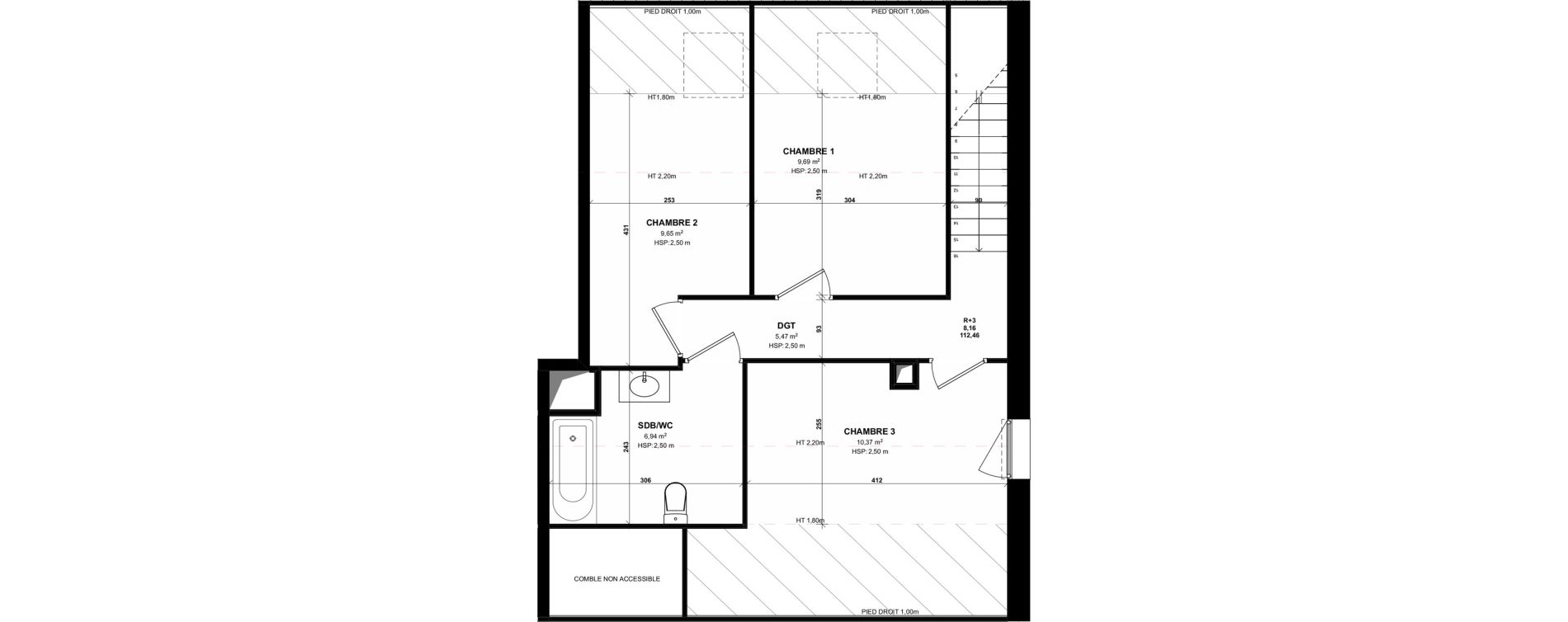 Duplex T4 de 80,71 m2 &agrave; Pordic C&ocirc;t&eacute; bleu