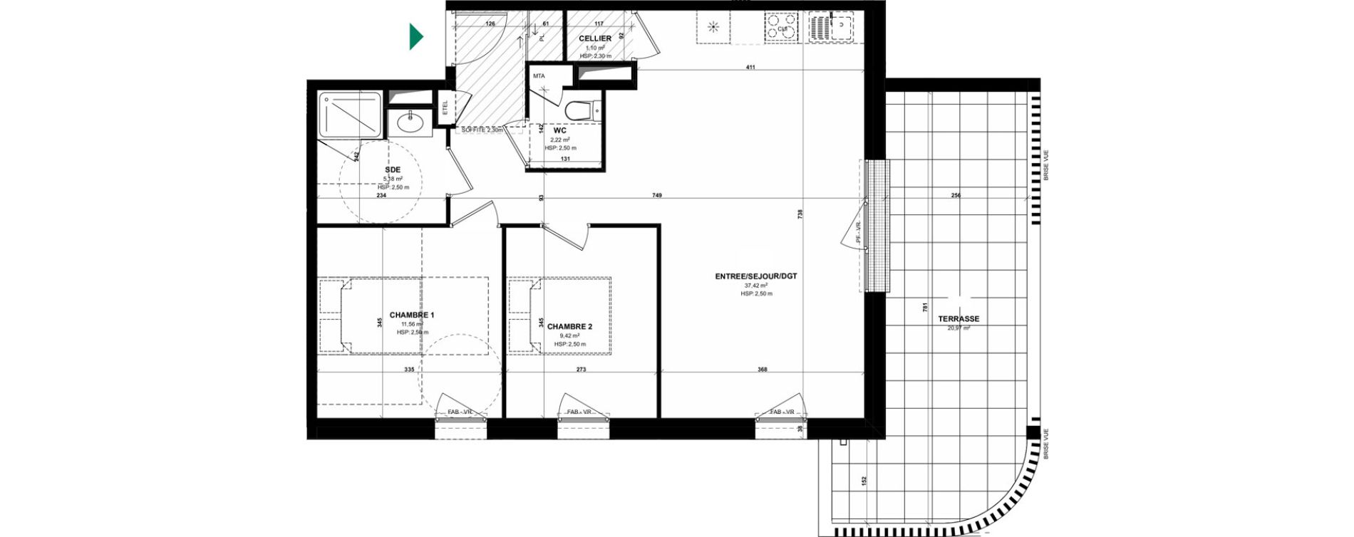 Appartement T3 de 66,90 m2 &agrave; Pordic C&ocirc;t&eacute; bleu