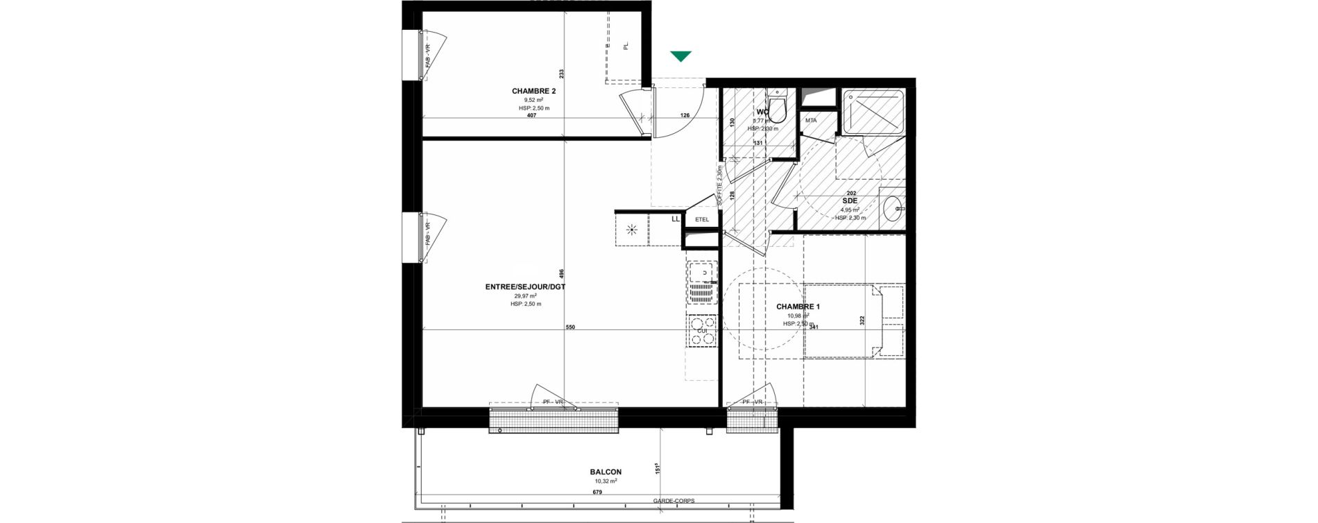 Appartement T3 de 57,19 m2 &agrave; Pordic C&ocirc;t&eacute; bleu