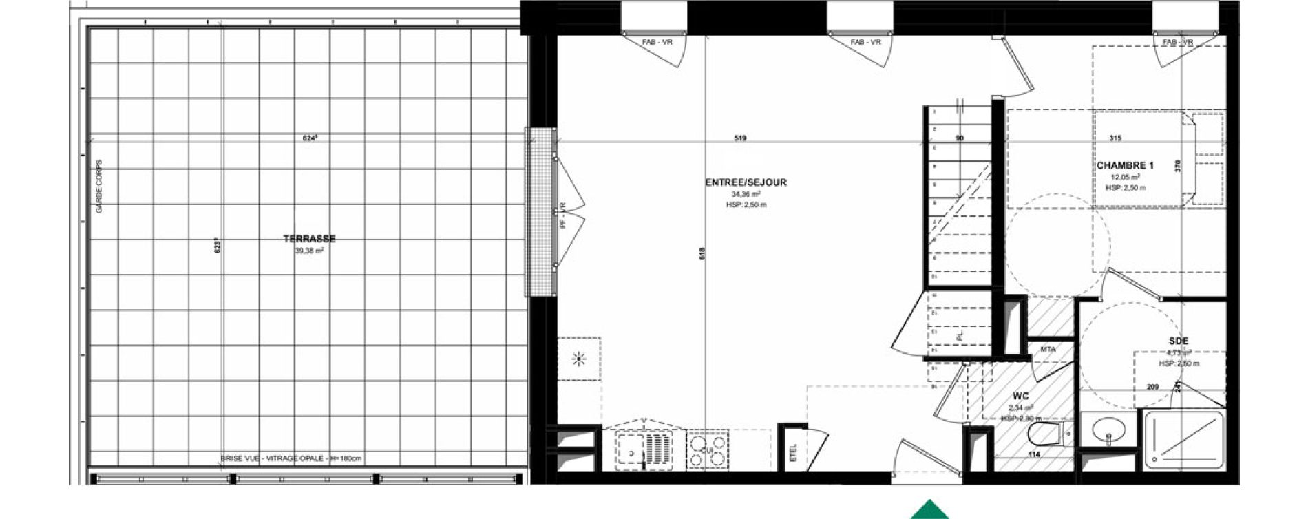 Duplex T5 de 111,04 m2 &agrave; Pordic C&ocirc;t&eacute; bleu