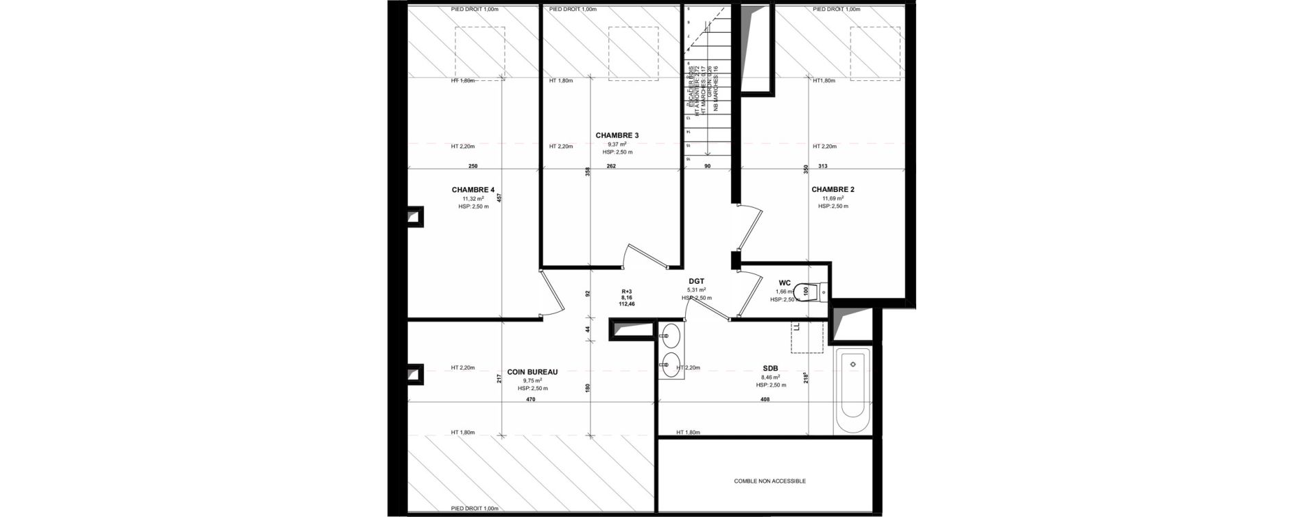 Duplex T5 de 111,04 m2 &agrave; Pordic C&ocirc;t&eacute; bleu