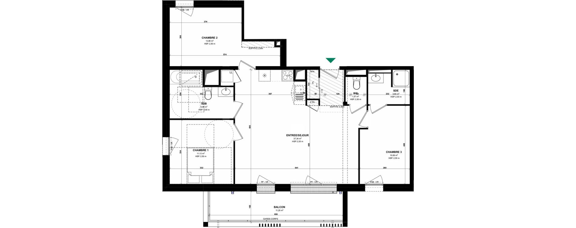 Appartement T4 de 84,61 m2 &agrave; Pordic C&ocirc;t&eacute; bleu
