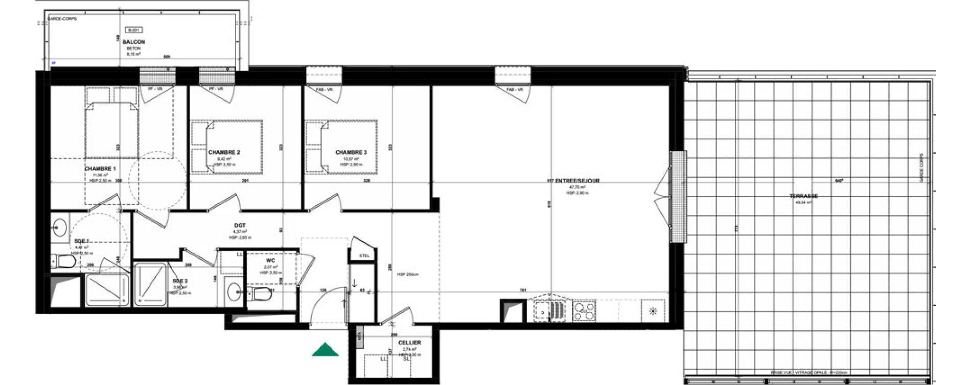 Appartement T4 de 96,82 m2 &agrave; Pordic C&ocirc;t&eacute; bleu