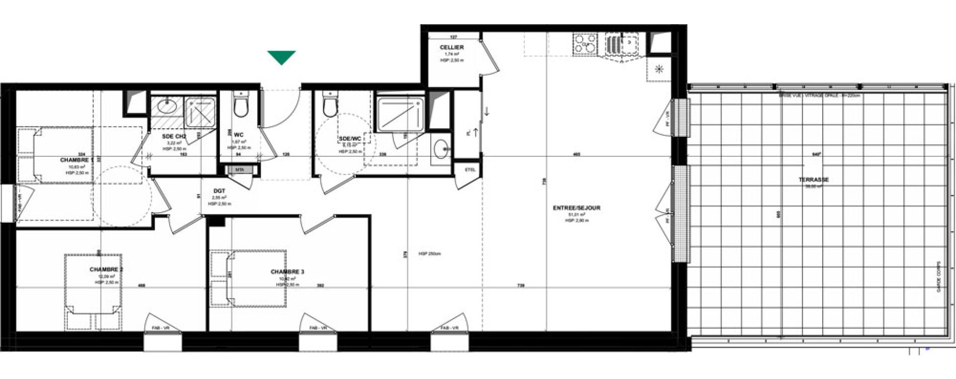 Appartement T4 de 99,98 m2 &agrave; Pordic C&ocirc;t&eacute; bleu
