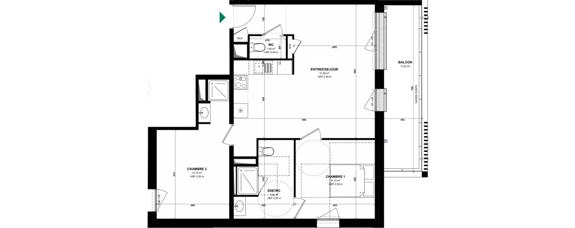 Appartement T3 de 65,33 m2 &agrave; Pordic C&ocirc;t&eacute; bleu