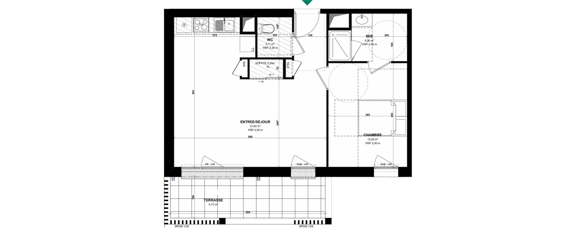 Appartement T2 de 51,08 m2 &agrave; Pordic C&ocirc;t&eacute; bleu