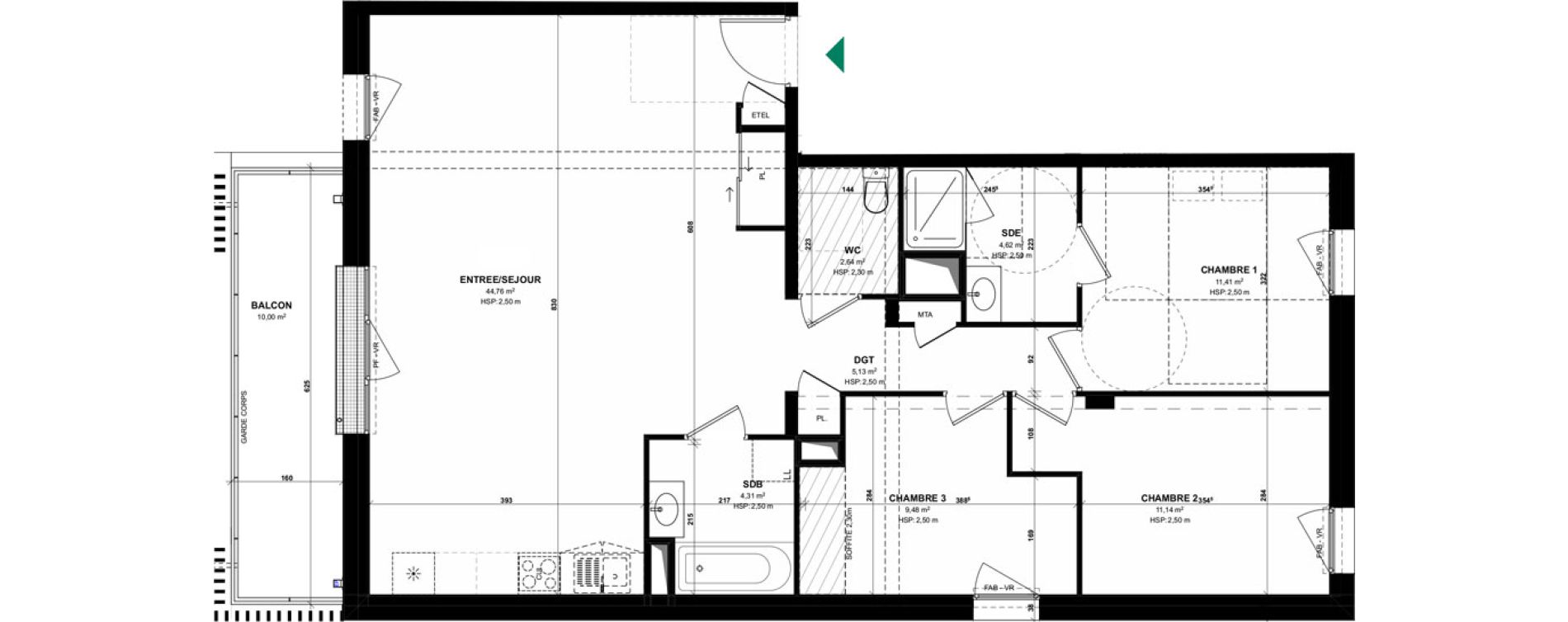 Appartement T4 de 93,49 m2 &agrave; Pordic C&ocirc;t&eacute; bleu