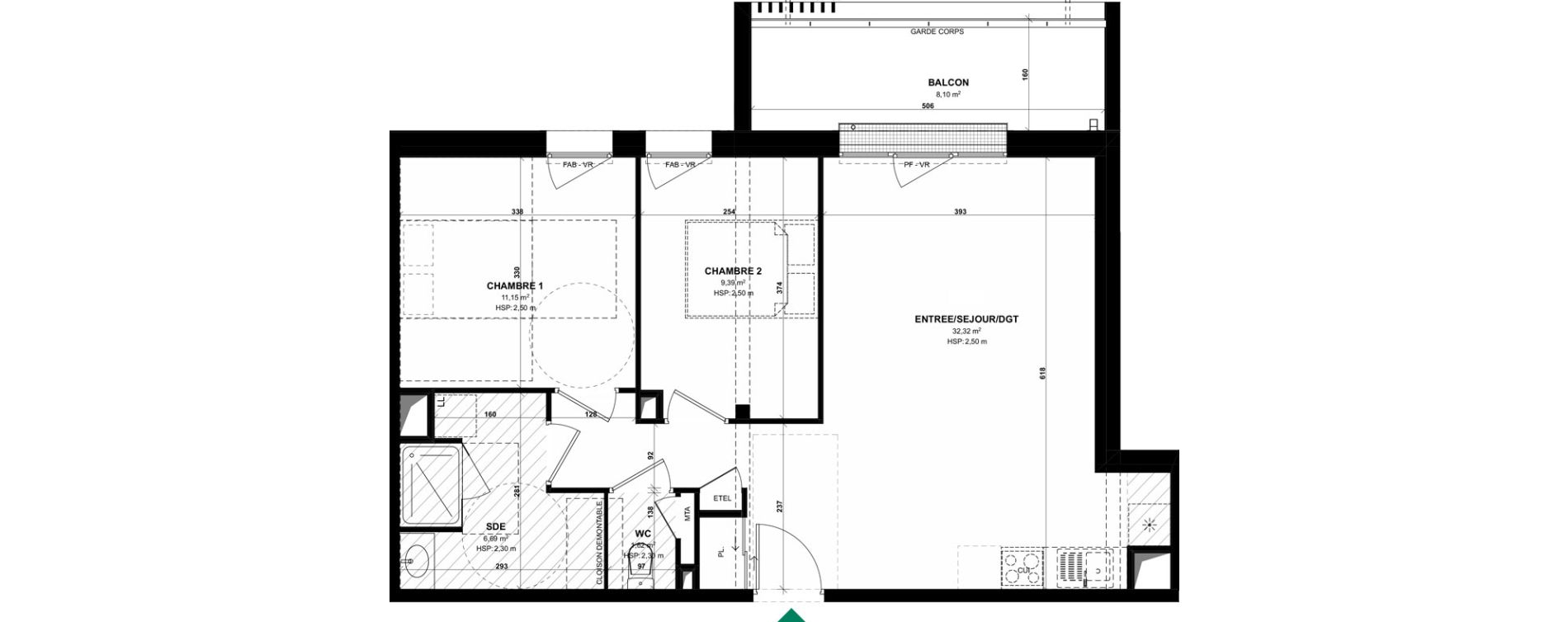 Appartement T3 de 61,17 m2 &agrave; Pordic C&ocirc;t&eacute; bleu