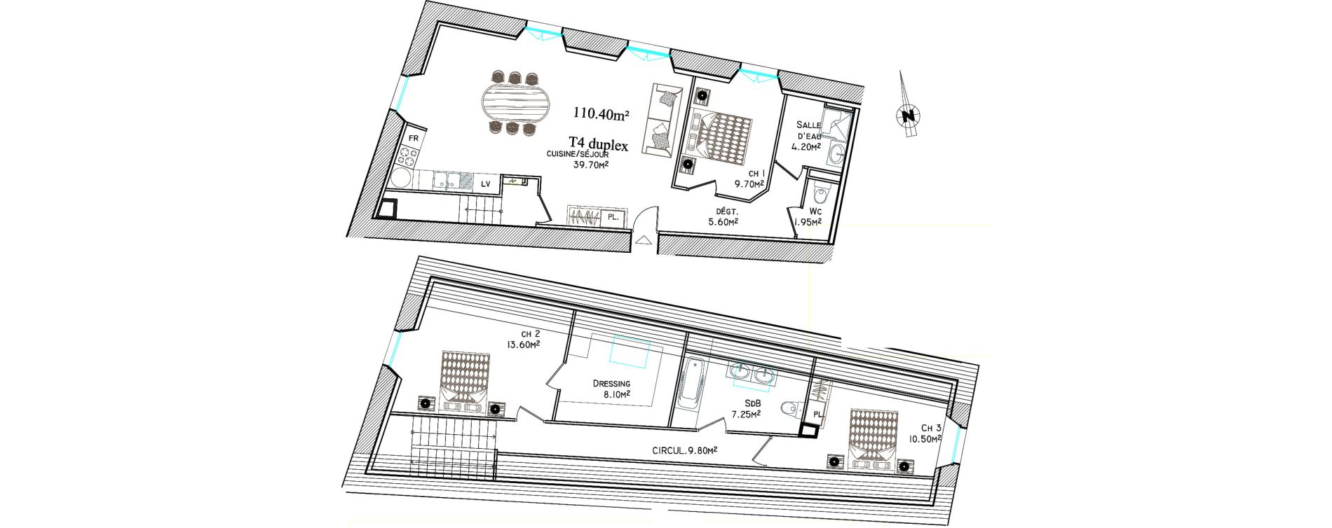 Duplex T4 de 110,40 m2 &agrave; Saint-Brieuc Centre