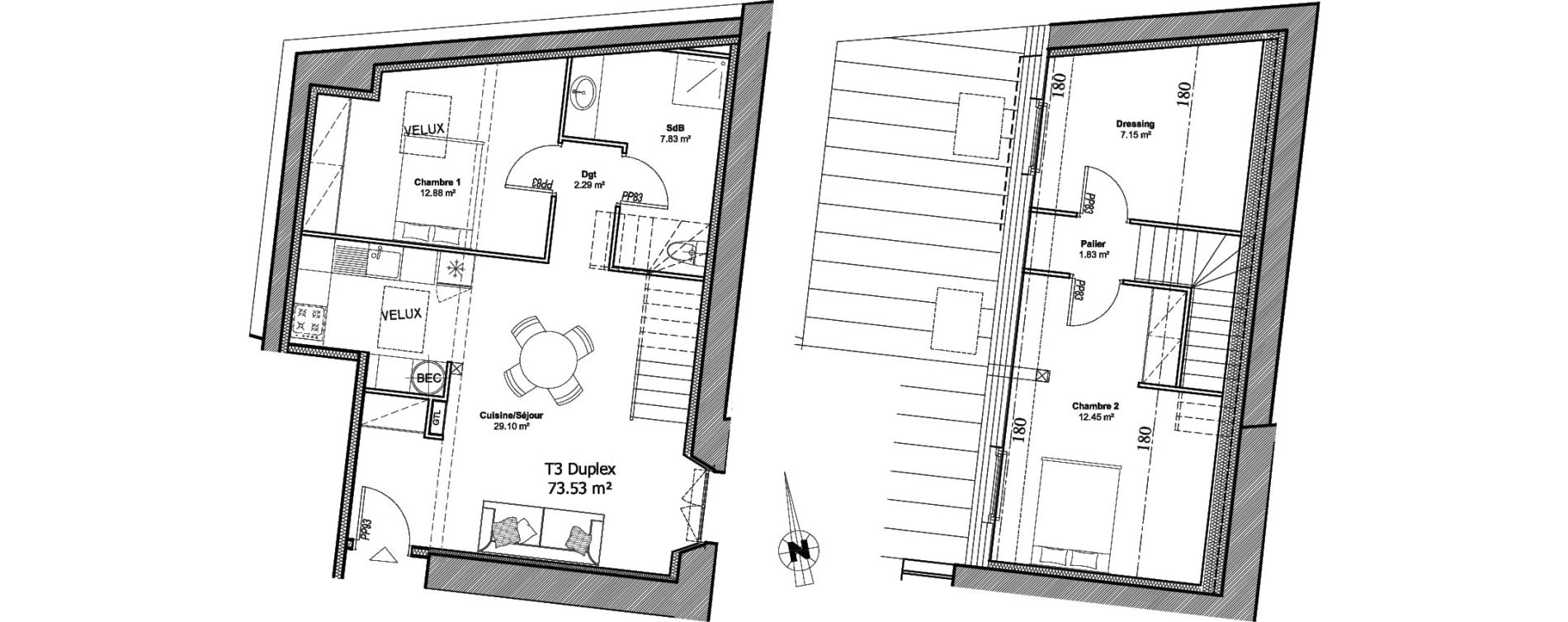 Appartement T3 de 73,53 m2 &agrave; Saint-Brieuc Centre