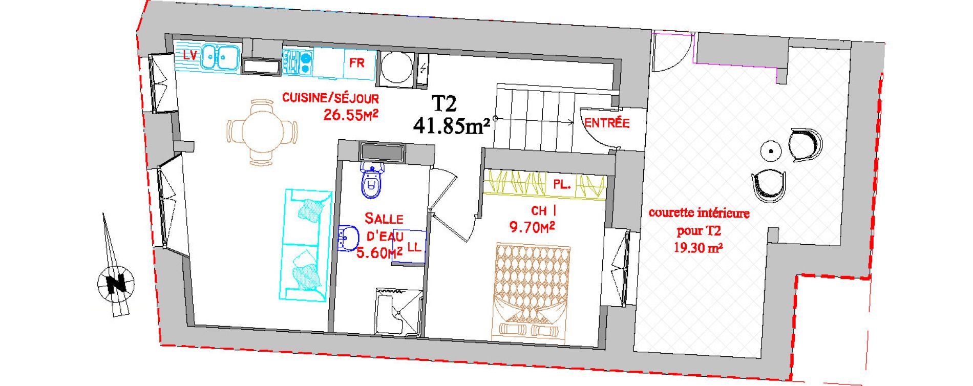 Appartement T2 de 41,85 m2 &agrave; Saint-Brieuc Centre