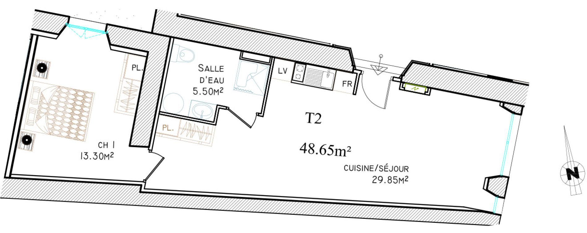 Appartement T2 de 48,65 m2 &agrave; Saint-Brieuc Centre